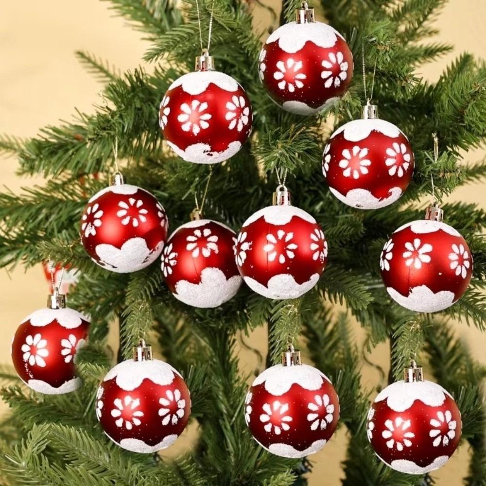6Pcs/Set Colorful Glitter Painted Christmas Balls Plastic Xmas Hanging Ball Festival Party Decor