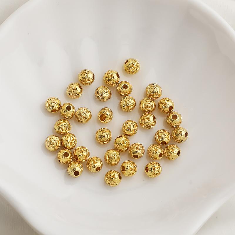 Gold-Plated Copper Coin Spacer Beads for DIY Jewelry and Bracelets