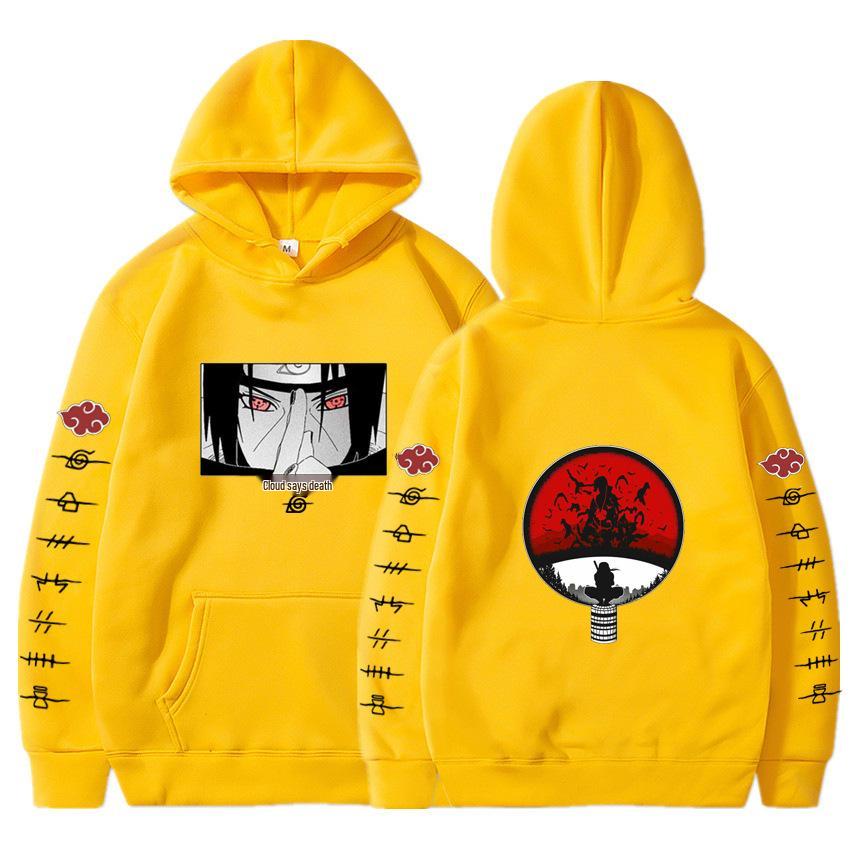 2024 Naruto Anime Men's Trendy Fleece Hooded Sweatshirt - Spring/Autumn Casual Long Sleeve