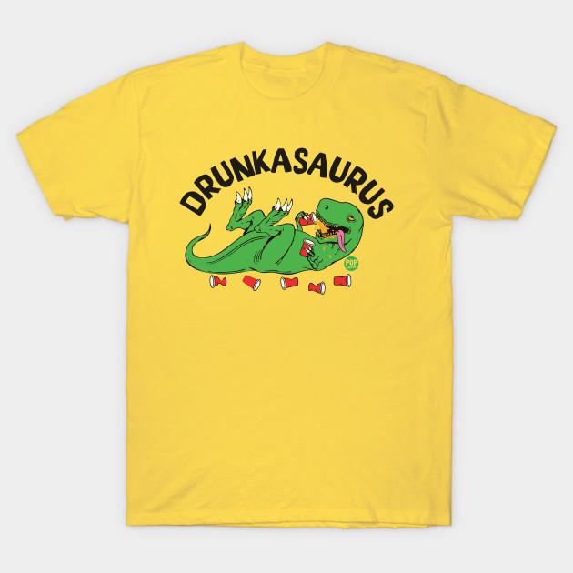 Men Black Print T-shirt Drunk Dino No-Cut Transfer Paper Print Cotton Tshirt S