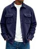 Men's Casual Jacket Turn Down Collar Double Pocket Relaxed Fit Vintage Autumn Outerwear