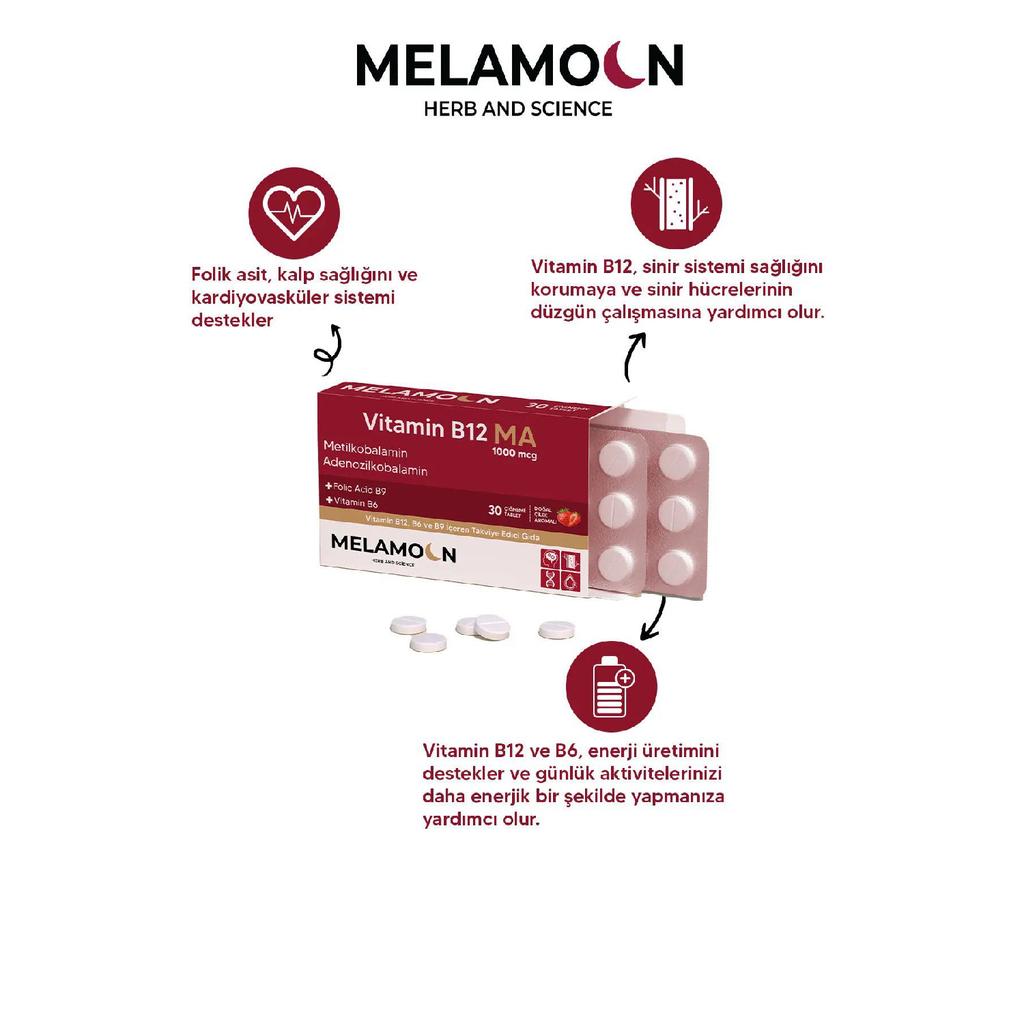 B12, B6 And Folic Acid: Nervous System, Blood Formation Support 1000mcg 30