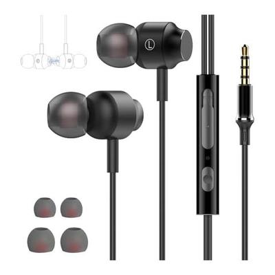 [2025 Improved New Model] Eikokiwa Wired Earphones, 3.5mm Wired Earphones, Built-in Microphone, Remote Control, Clear Calls, Hybrid Noise Blocking,