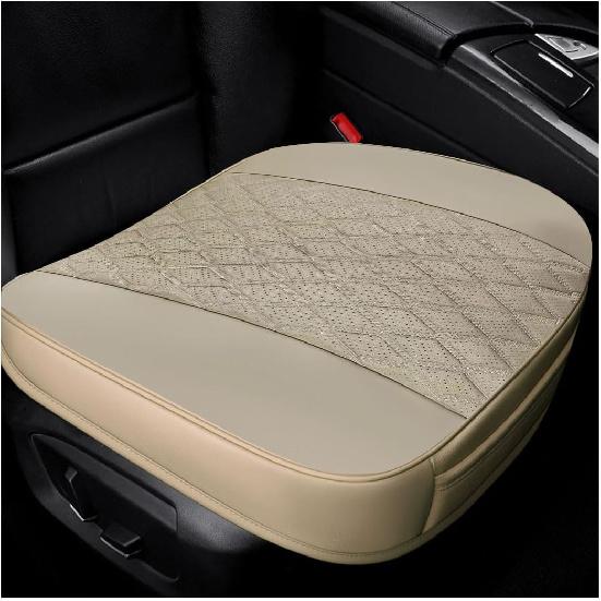 Car Front Seat Cover, 22"×24" Luxury PU Leather Auto Seat Protection Cover, Comfortable Anti Slip Front Bottom Seat Cushion with Full Wrap,