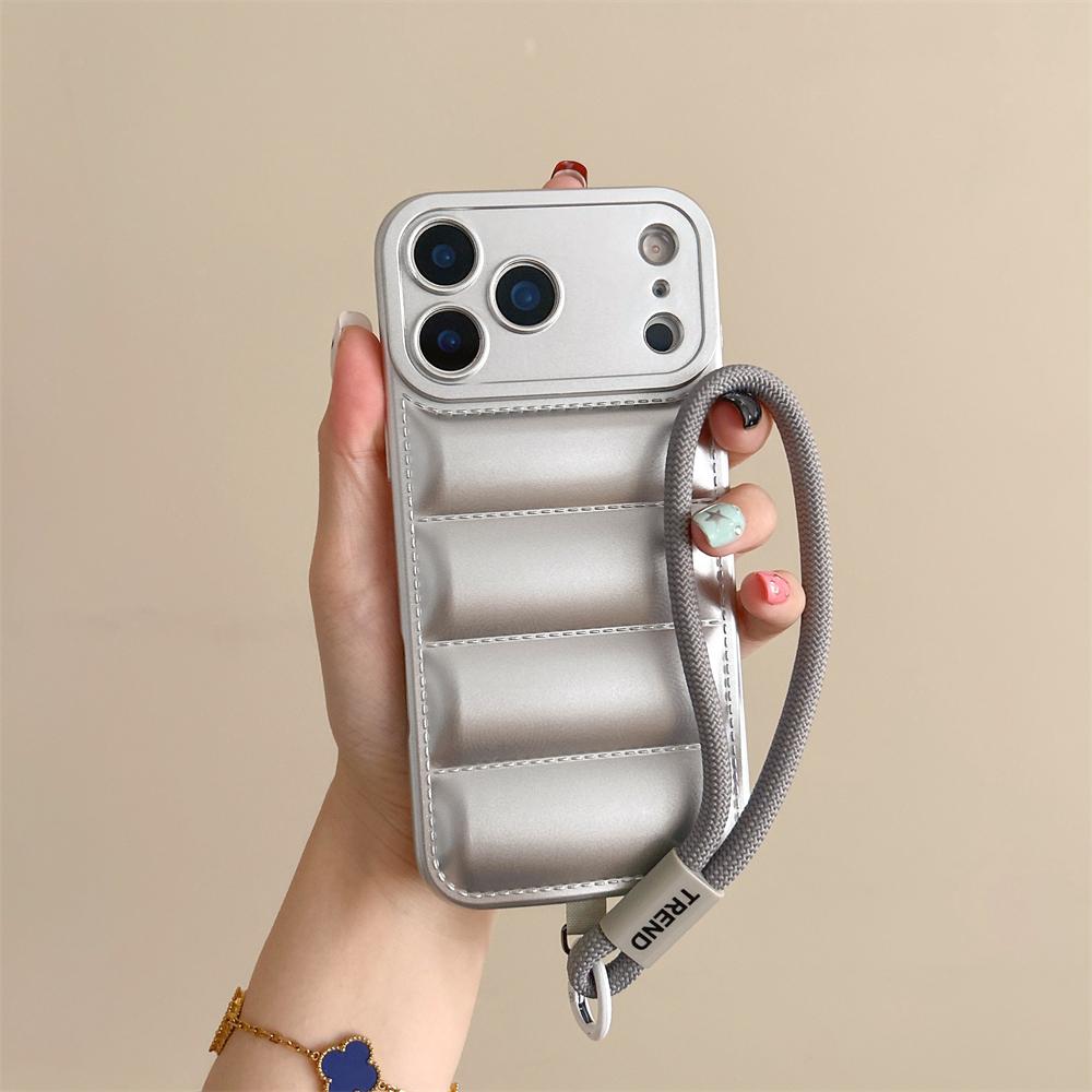 

Мягкий пуховик Силиконовый чехол для iPhone 17 16 15 14 13 12 11 Pro Max Plus Air Противоударный Защита камеры Ремешок на запястье Чехол iPhone 13