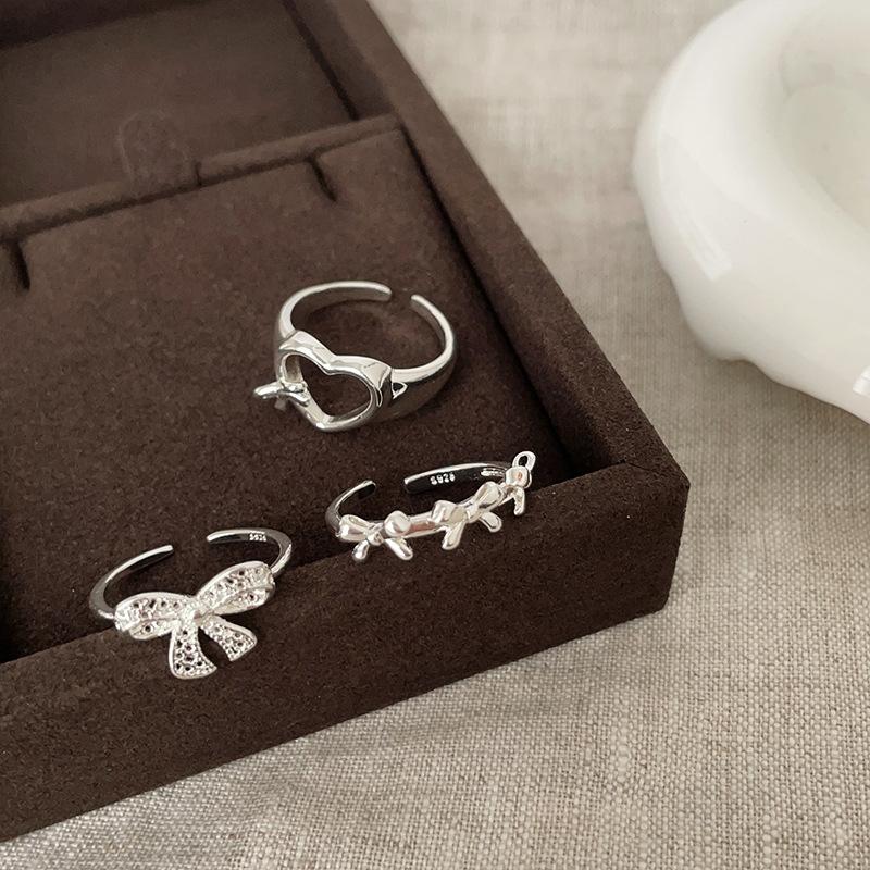 Sweet And Cute Bow Love Open Ring Female Niche Gentle Fashion Temperament Elegant Versatile Ring Ring