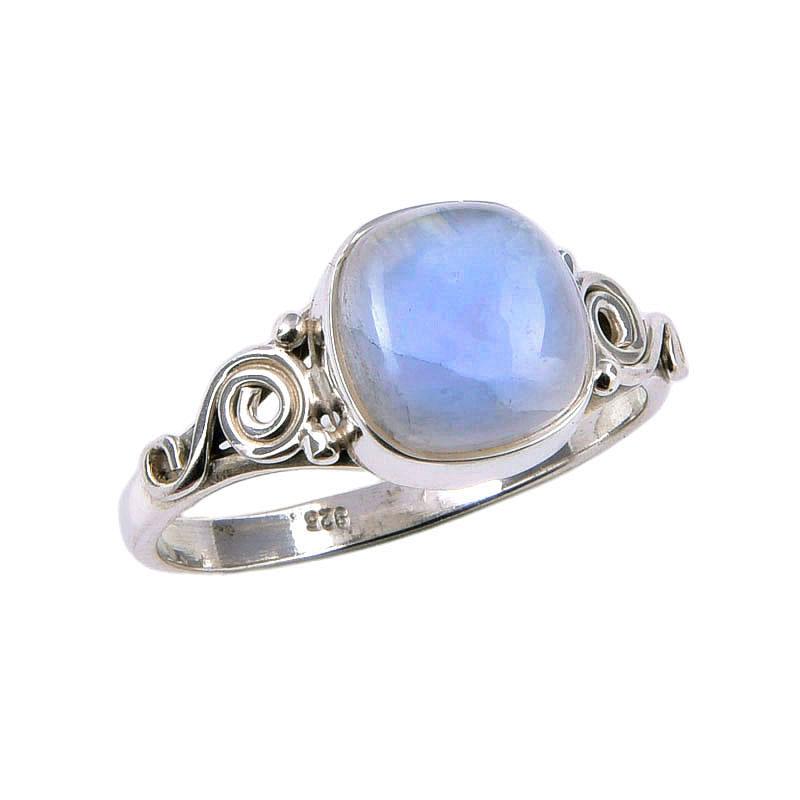 Přírodní Duhový Měsíční Kámen Drahokam 925 Ryzí Sterlingové Stříbro Prsten Velikost 7 j5s05