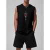 Herren Tanktop und Shorts Polyester Set Atmungsaktiv Elastischer Bund Bequeme Passform Strand Freizeitoutfit