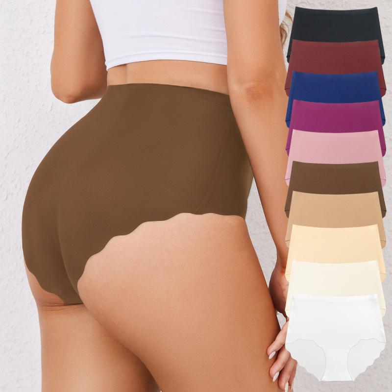 Seamless High Waist Ice Silk Tummy Control Yoga Briefs for Women