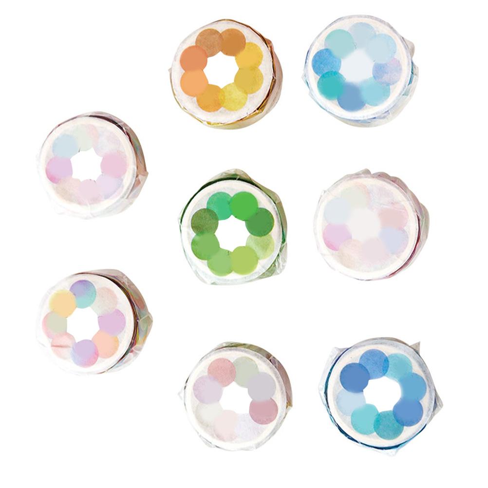 8 Rolls Washi Tape Gift Bag Seal Stickers Round Decorative Dot Scrapbook Accessory DIY Craft Project