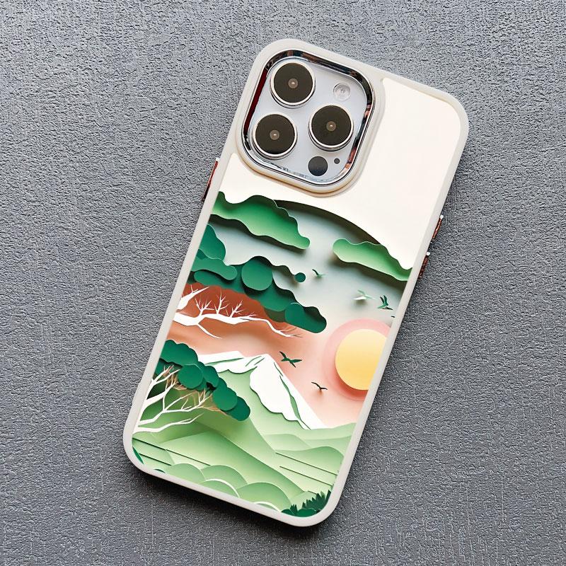 Printing Landscape phone case For iPhone 13 15 11 12 Pro Max 14 7 8 Plus SE2 XS X XR Creative Mountains Shockproof Soft Cover