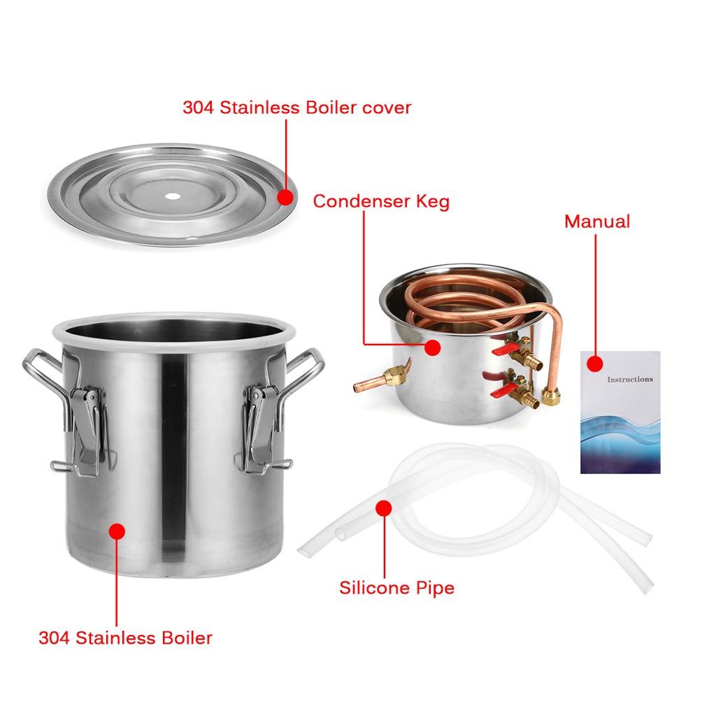 8L/2Gallon Distiller Alambic Moonshine Alcohol Still Stainless Copper Brew Water Wine Brandy Essential Oil Brewing Kit