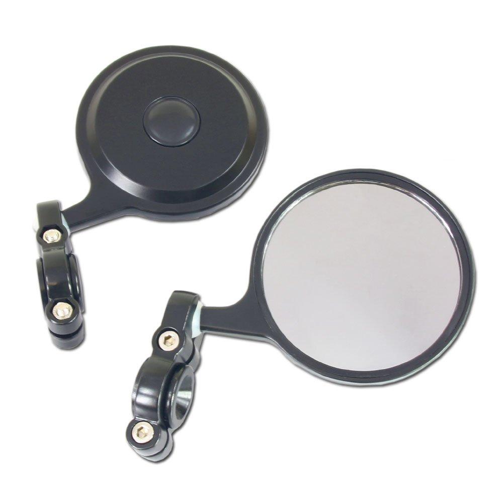 Bar End Mirrors with a Secure Viewing Convex Left and Right Set for Motorcycles Round, Ball-jointed Angle, Mirrors,