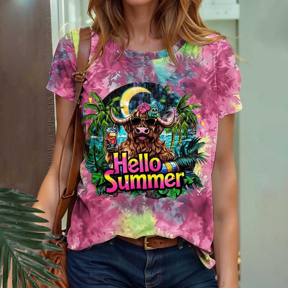 Summer Coconut Tree Gradient 3D Printed Beach T-shirt