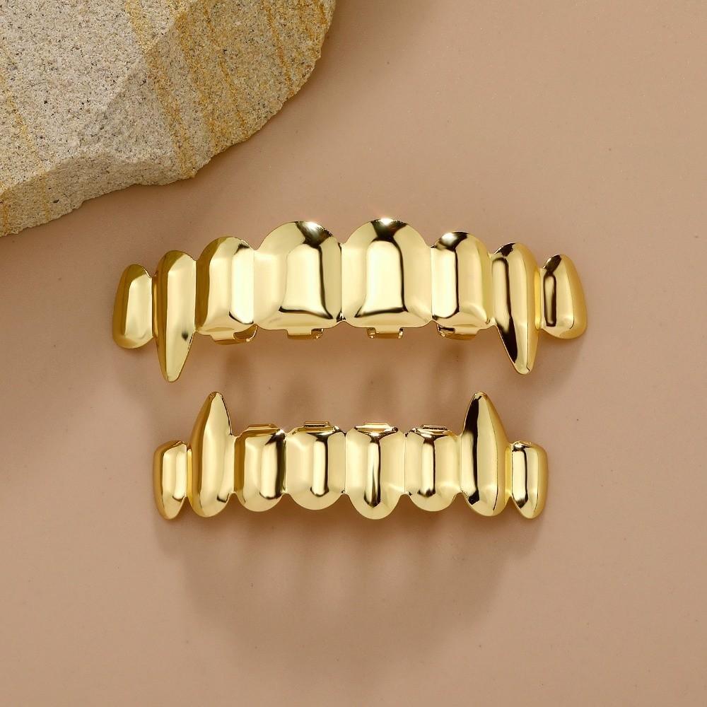18K Gold Fangs Glossy Teeth Hip Hop Teeth Jewelry Trendy Mouth Tooth Caps Events