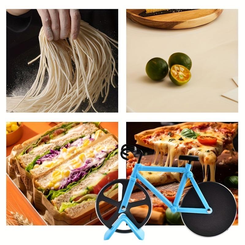 1 piece, bicycle pizza cutter, creative roller pizza cutter, double wheel pizza wheel cutter, pizza cutter, cake cutter