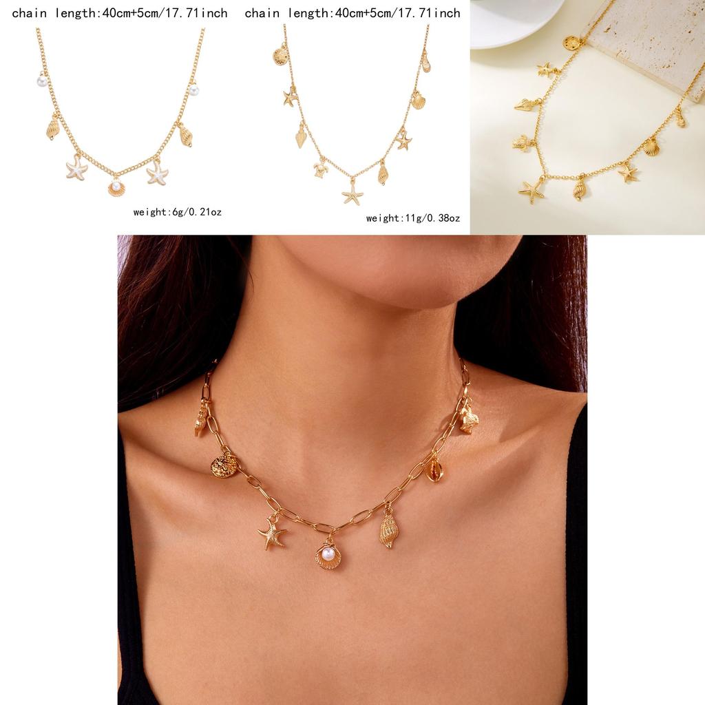 Schelp Hanger Ketting Met Legering Ketting Voor Dames Strand Mode
