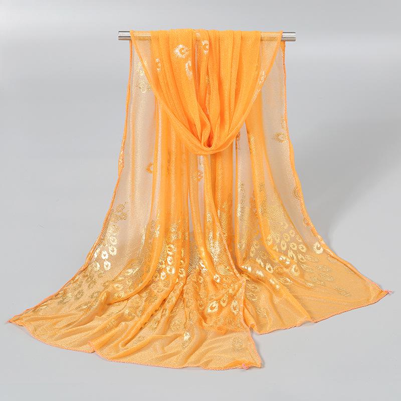 Elegant Peacock & Phoenix Feather Print Scarf – Lightweight, Comfortable, and Stylish Women's Travel Accessory Shawl