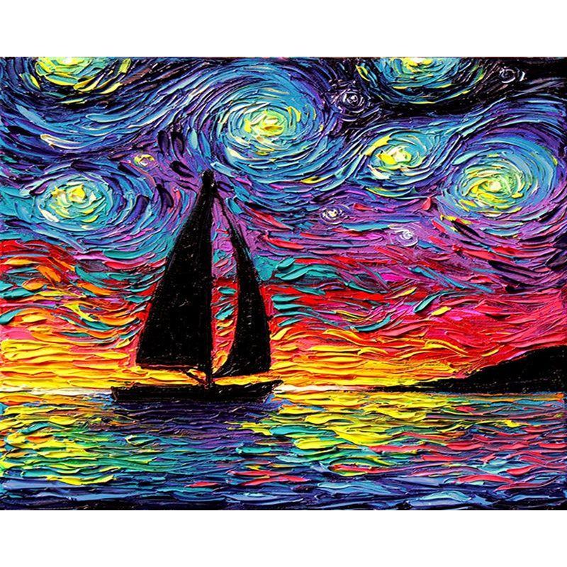 Diamantová maľba Van Gogh Hviezdna obloha Krajina pre dospelých Vyšívanie Mozaika Celé zvieracie kamienky Ručná práca Darček