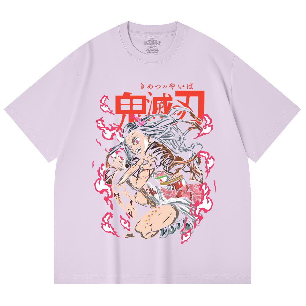 230 Gsm 100% Cotton Demon Slayer V71 Nezuko Demon Print Unisex Heavy Cotton T Shirt