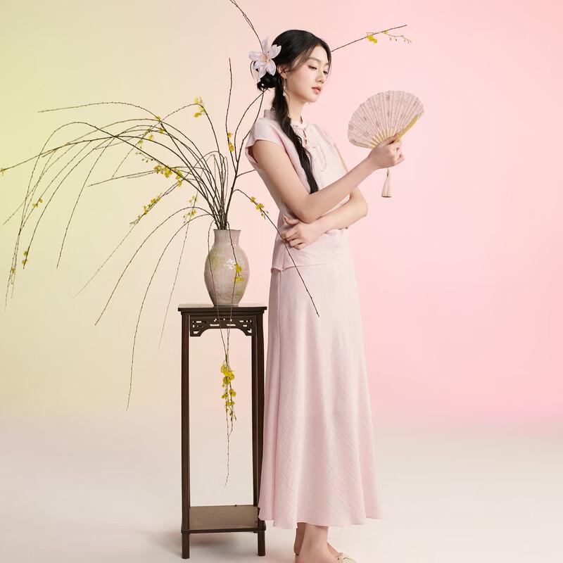 Sancai New Chinese Style Hollow Top & Fishtail Skirt Set