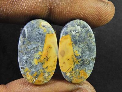 24Cts. Natural Maligano Jasper (13mm X 23mm Each) Oval Cabochon Match Pair SK-2804