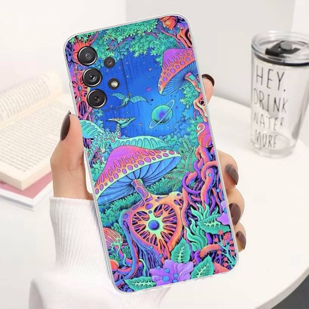 

Weird Trippy Mushroom For Samsung A30,71,51,S9,10,20,Ultra,S22,23,21,PIus,FE,Lite,Transparent, Silicone Case SamsungA31