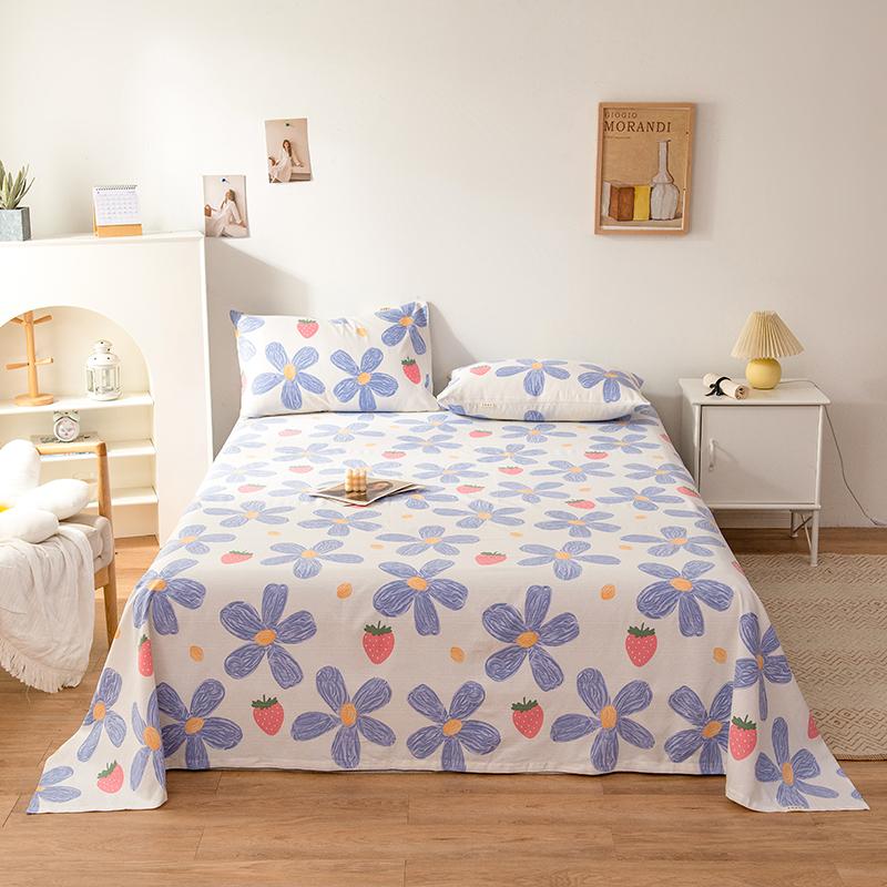 Painted Flowers 100% Cotton Bed Sheet Set Thickened Bedspread with Pillowcases Skin-friendly Breathable High Quality Bedding Set