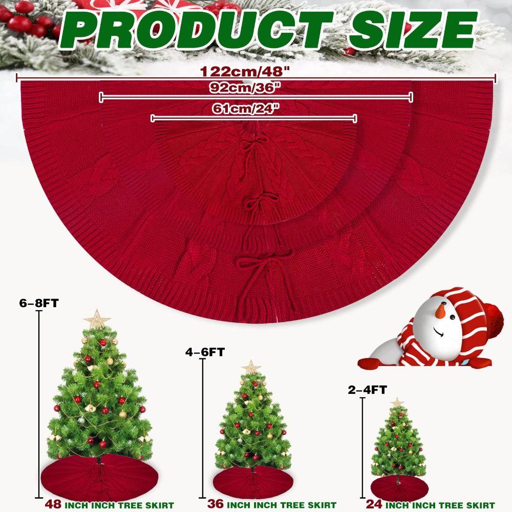 Traditional Tree Skirt Ornament Red Xmas Ornaments Knitted Christmas Tree Skirt  Party Favors