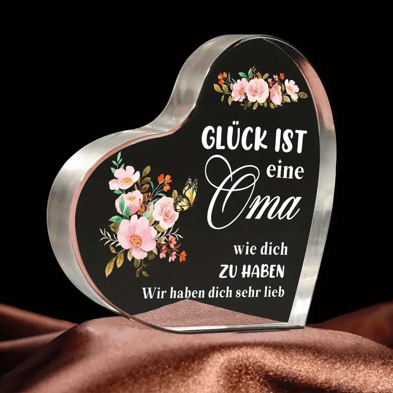 

1pc Acrylic Heart-Shaped Butterfly Floral Design, German Inspired Quote, Universal Holiday Gift for Grandma, Non-Electric, Featherless Desk Decor 10*10cm