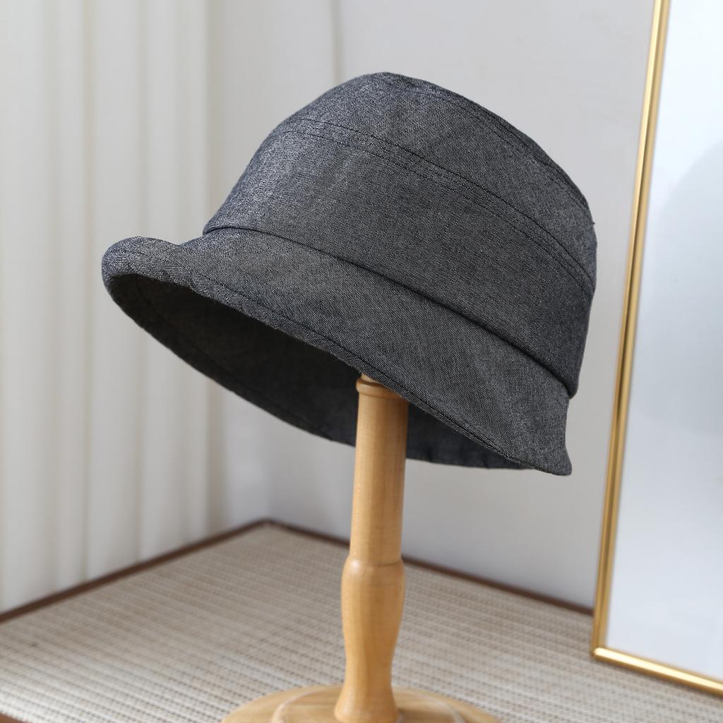 Japanese-style minimalist linen breathable rolled-brim fisherman hat women, casual, face-slimming, versatile