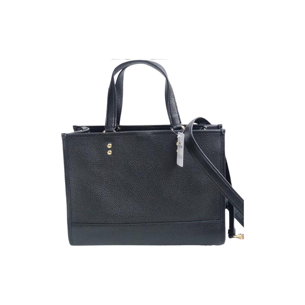 Coach Dempsey 29 Solid Pebble Grain Minimalist Leather Tote Bag Women Tote Black CO976-IMBLK