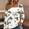 Tops for Women Floral Print Long Sleeve Fake Two‑Piece Top Fall Casual Slim Pullover Women's Long Sleeve Top