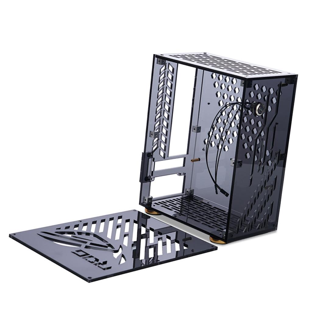 Tragbares kleines Computergehäuse Plexiglasschale Kompaktes PC-Gehäuse Desktop-PC-Gehäuse Mini-ITX-Mainboard FLEX-Netzteil