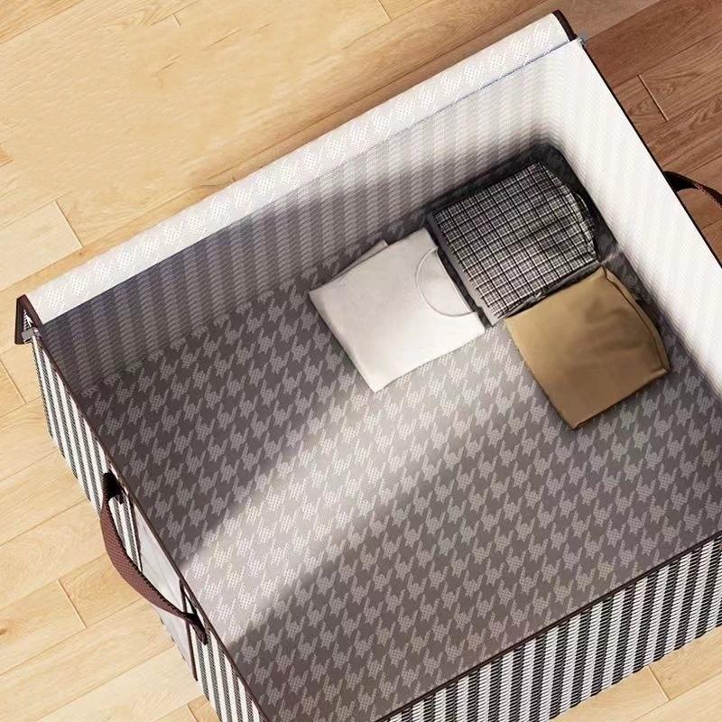 Large Clothes Storage Bag Houndstooth Moving Bag Closet Organizer Quilt Blanket Storage Tote with Handles