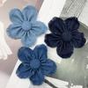 1PC Headwear Accessories Crafts Supplies Sewing Applique for Clothes Decoration Denim Cloth DIY Blue Flowers