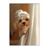 Cute Shower Dog Bathroom Decor Poster Dog in Bathtub Print Animal Murals Canvas  for Home Decor Dog Lover Gifts
