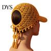 Outdoor Sun Protection Cap Hand Crocheted Sunflower Baseball Cap, Bohemian Tassel Bell Hat, Handmade Knit Cutout Floral Decorative Bowknot Beanie