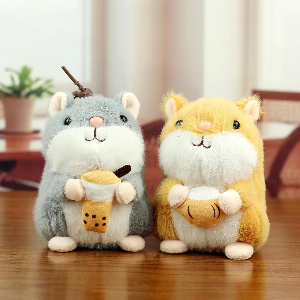 Roztomilý kreslený křeček s plyšovou klíčenkou a přívěskem na tašku pro arkádové drápové automaty