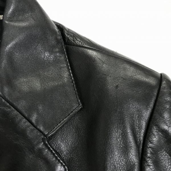 Michiko London Leather Jacket Coat Outer 7AR S Black 3 Button Flap Pockets No Vent(USED)