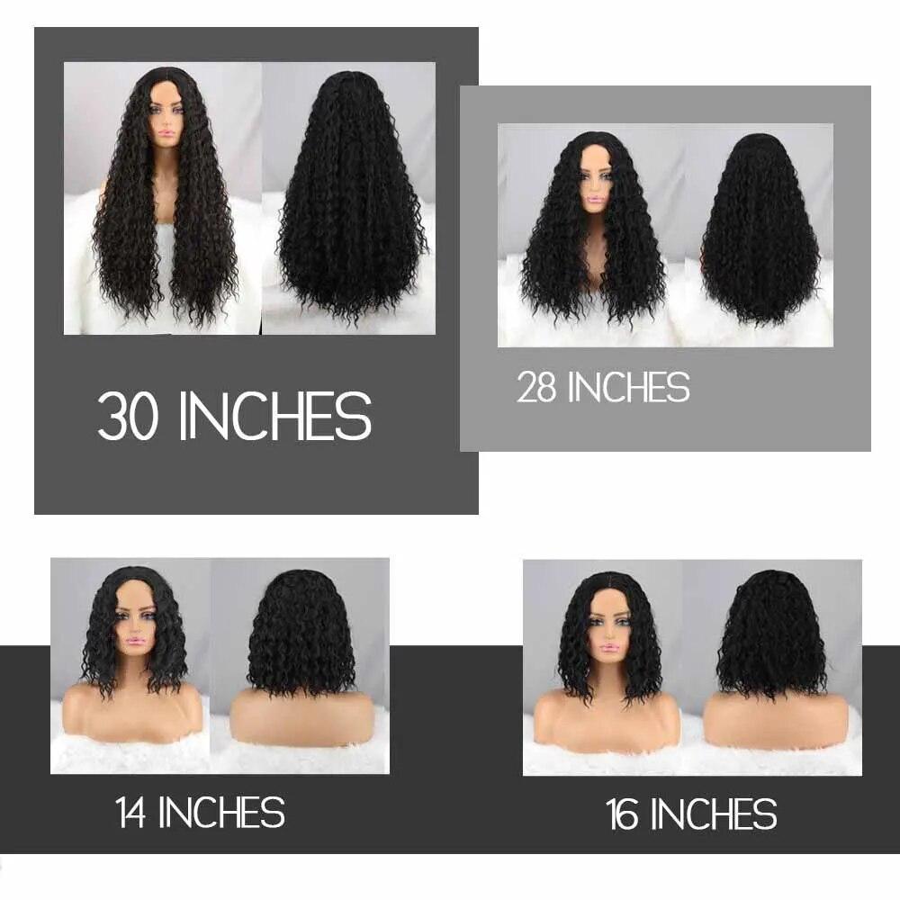 Synthetic Wigs Curly Wigs for Black Women Long Deep Wave Wigs Hair Heat Resistant Half HTied Cosplaly Wigs Party