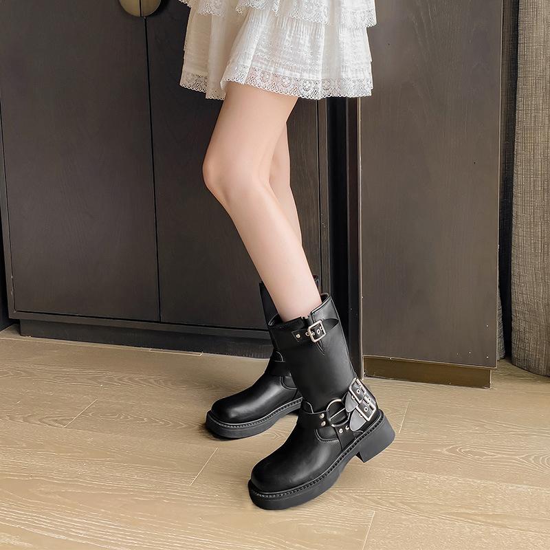 Augustine Fleece Martin Stiefel Damen 2025 Neu Herbst und Winter Braun Retro Mittel Ritterstiefel Britische Stiefel