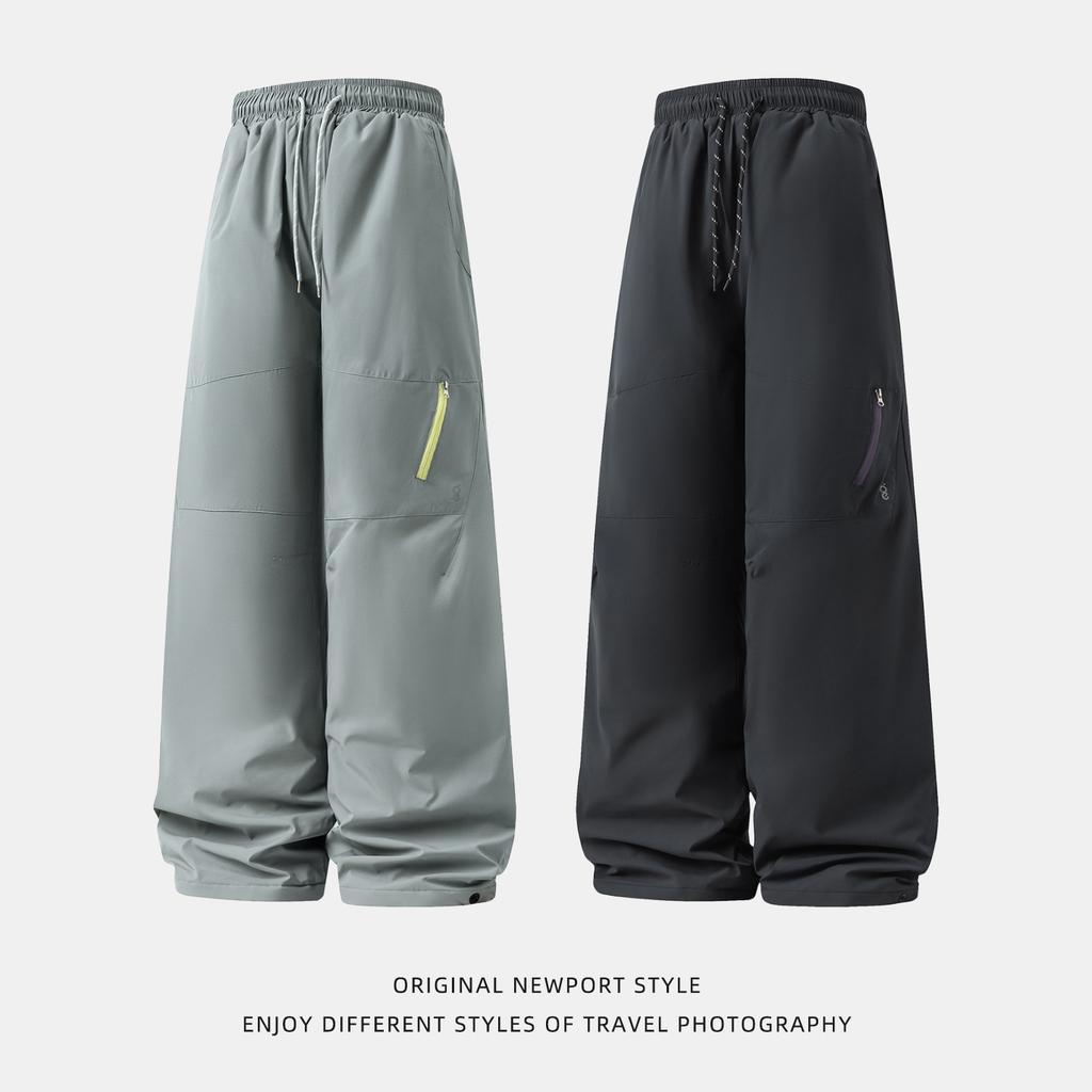 Outdoor Sports Mountaineering Cotton Pants Men's Winter New Thickened Thermal Paratrooper Pants Contrasting Color Zipper Tooling Casual Trousers