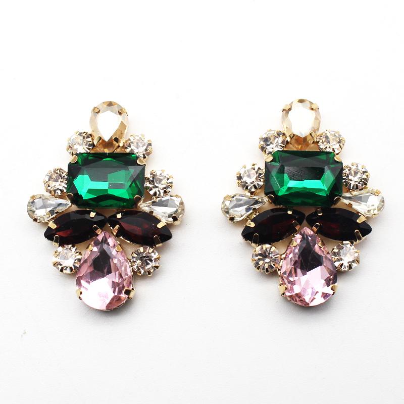 

Shiny Rhinestone Metal Glass DIY Handmade Metal Wedding Decoration Accessories 2 Pieces 28 * 37MM