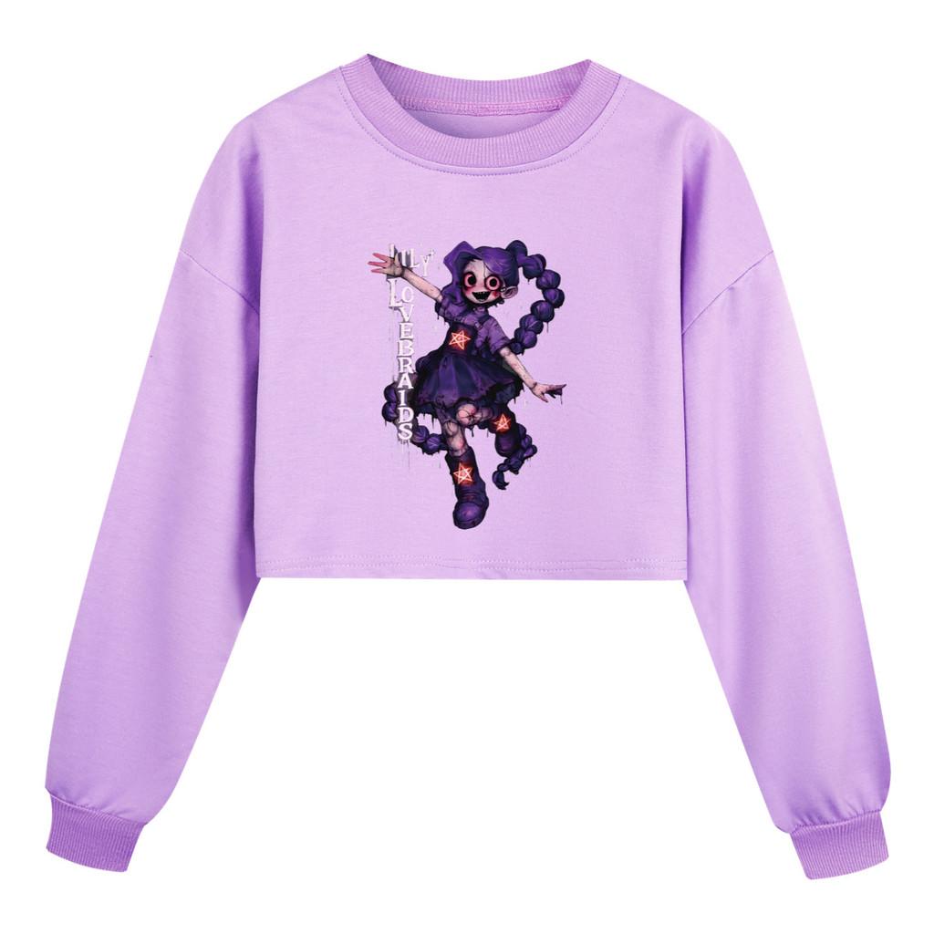 

5583 Multi-color Fashion Kids Girls Lily Lovebraids Printed Long Sleeves Sweatshirt 110cm фиолетовый