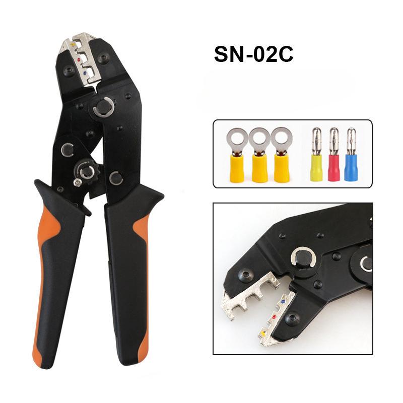 SN-02C Wire Crimping Tool Kit AWG 23-13 for Insulated Ring Spade Terminals Cable Lugs Tubular Crimper