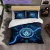 Set Lenzuola Manchester City Modello 3 Pezzi Morbida Copripiumino in Microfibra con Federe per Camera da Letto
