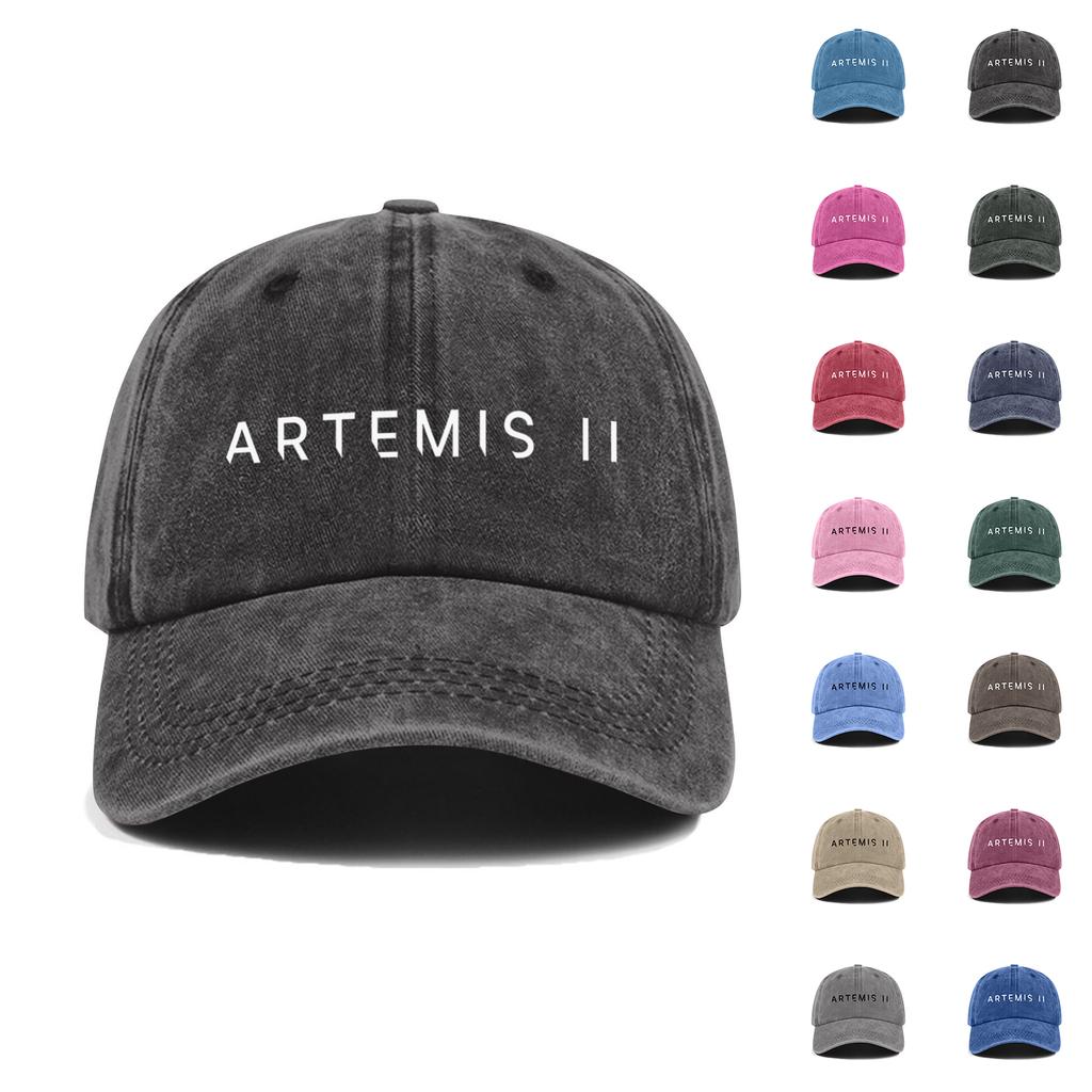 Casual Unisex Adjustable Baseball Cap Featuring Artemis II Embroidered Design Durable Cotton Twill Fabric Structured Crown Low Profile Visor