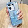 KADEM For Infinix Zero 30 4G Case Flower Shiny Glitter Kickstand TPU Phone Cover
