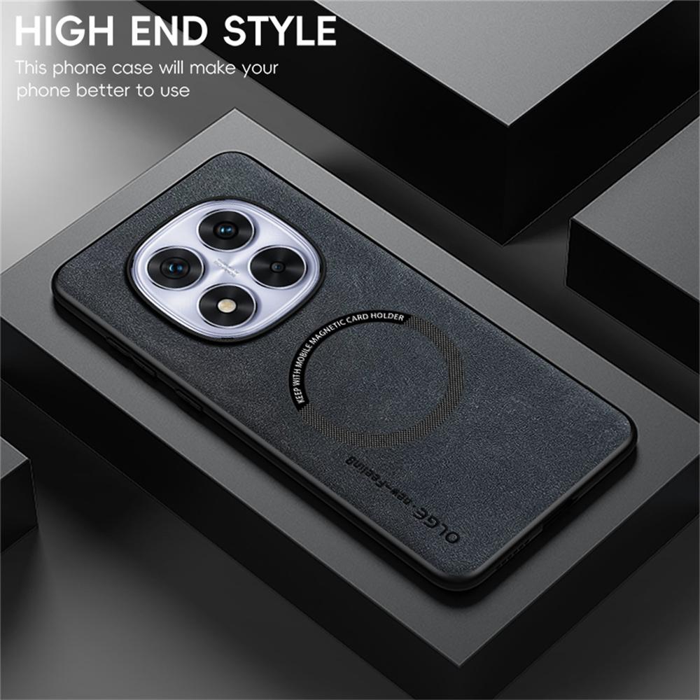 WANLONFENG YBP Series For Xiaomi Redmi Note 14 Pro 4G Magnetic Case with Tempered Glass Film PU+TPU Phone Cover Large Cutout